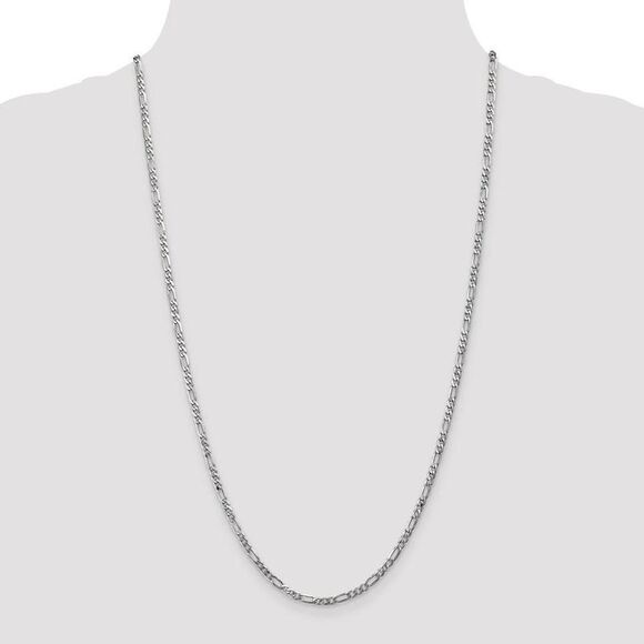 3mm, 14k White Gold, Flat Figaro Chain Necklace, 20 Inch
